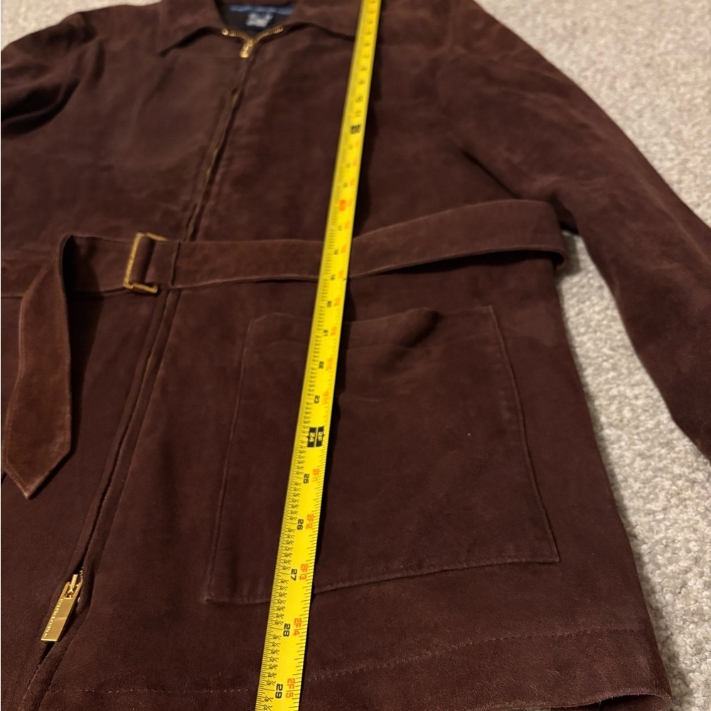 Vintage Ralph Lauren Golf Suede Jacket Leather RRL Safari Coat Belted Zip Up L - Picture 5 of 13